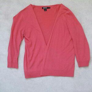 DKNY Coral Open Front Cardigan – Lightweight 3/4 Sleeve Sweater - XS EUC